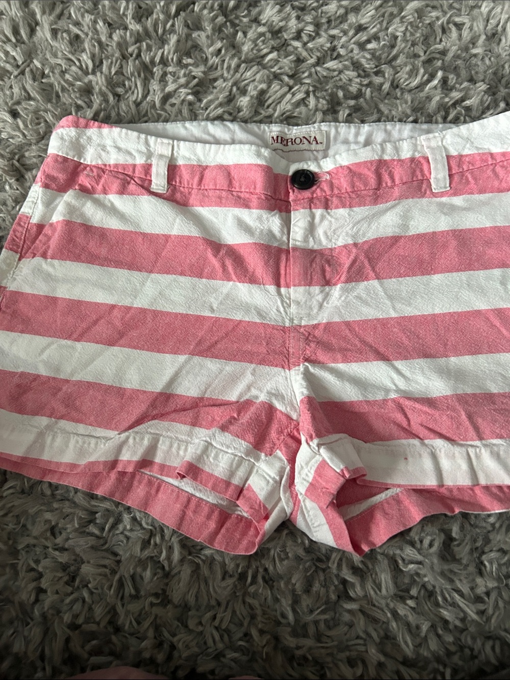 Merona Pink and White Striped Cotton Blend Bermuda Shorts